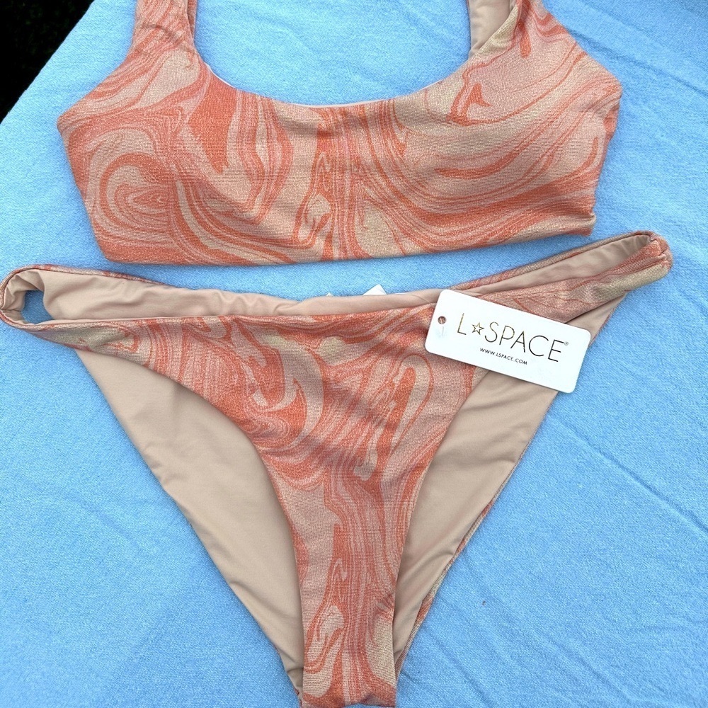 L*Space shimmer bikini. New with tags. Top S/ bottom L (fits like M)